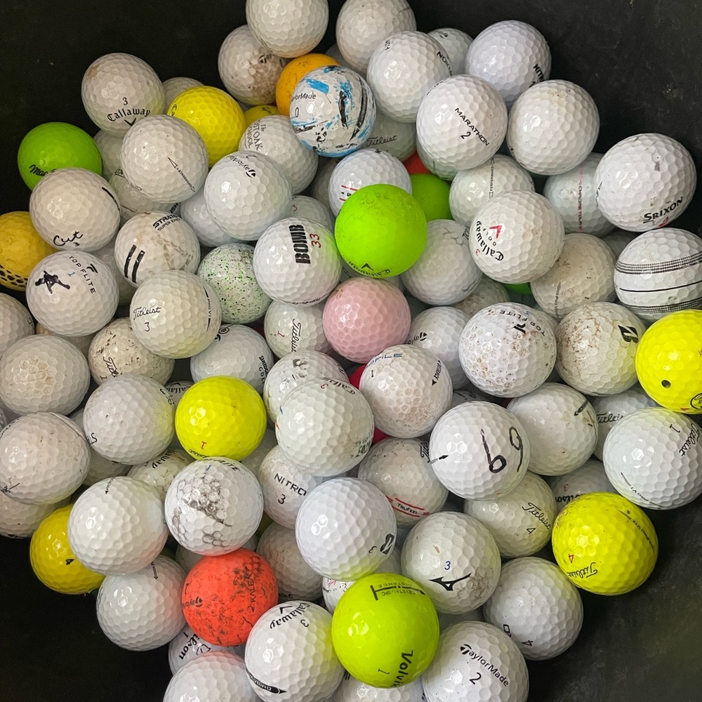 Assorted Golf Balls - White, Yellow, Orange, Pink